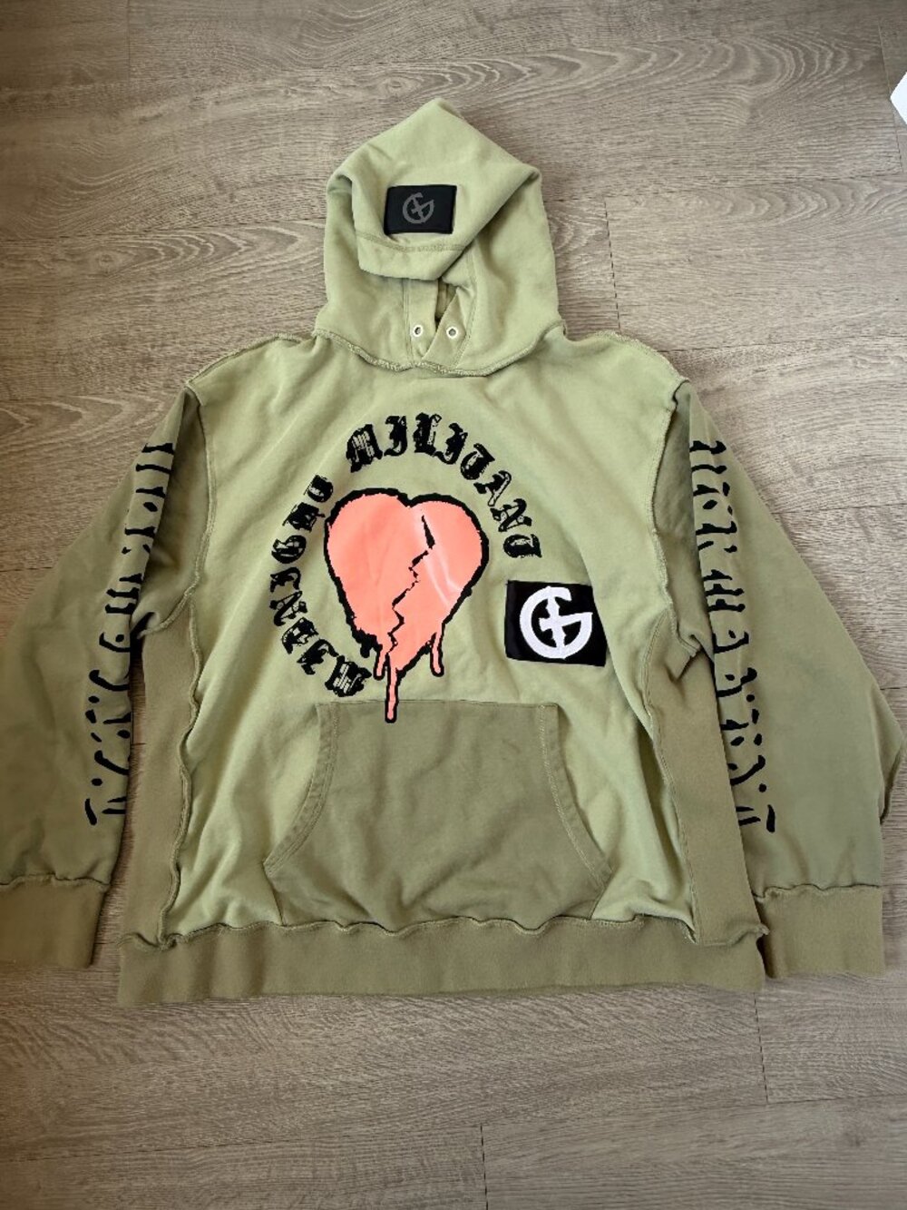 GALA Original DESOLATE HOODIE Graphic Pullover Hoodie Sage Green 3XL